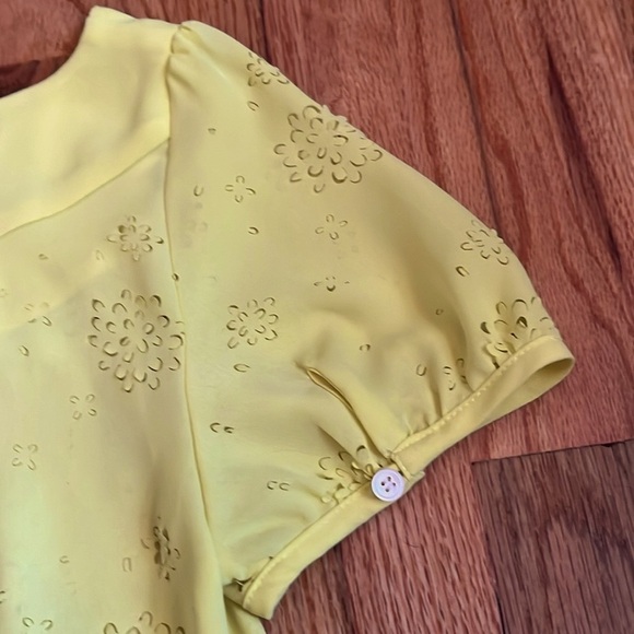 Anthropologie Vanessa Virginia Fieldbloom Peasant Blouse Yellow; Size 4 - Picture 5 of 8